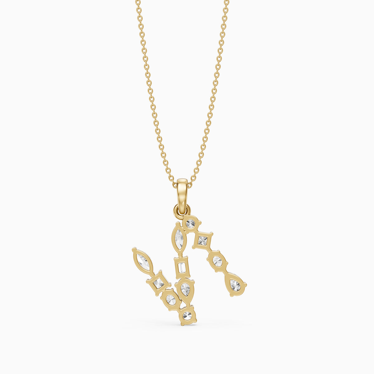 Ines Multi Shape Lab Grown Diamond Initial N Pendant