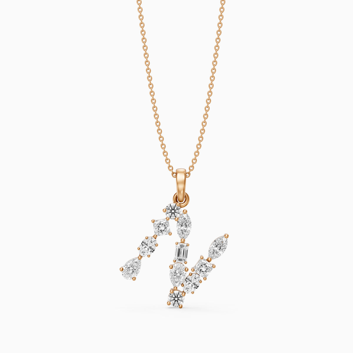 Ines Multi Shape Lab Grown Diamond Initial N Pendant
