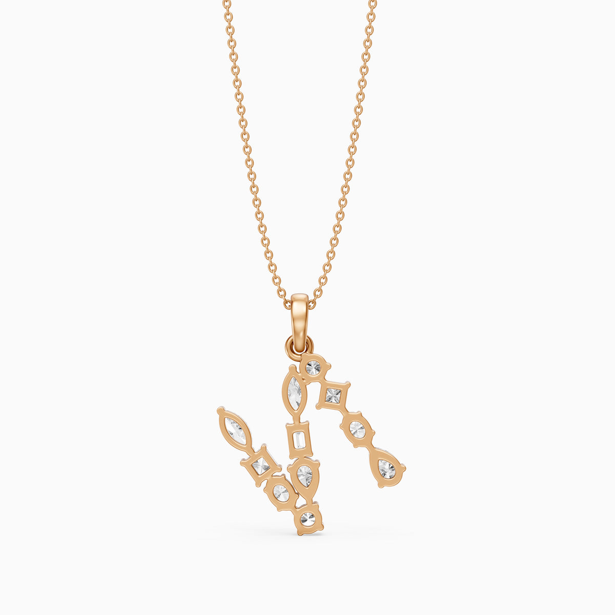 Ines Multi Shape Lab Grown Diamond Initial N Pendant