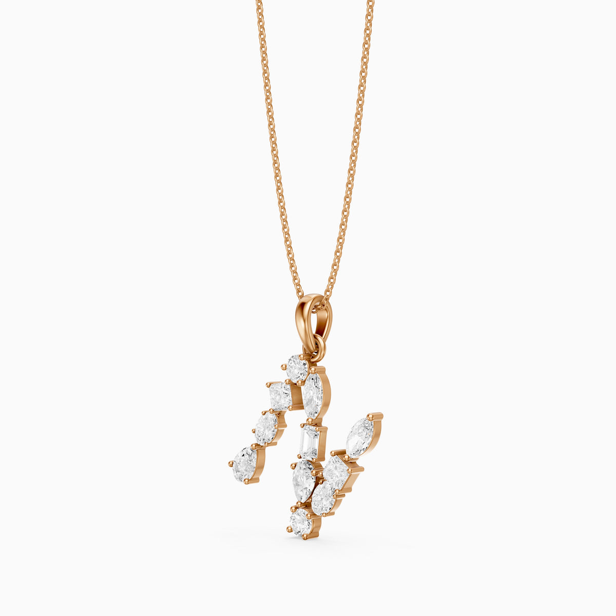 Ines Multi Shape Lab Grown Diamond Initial N Pendant