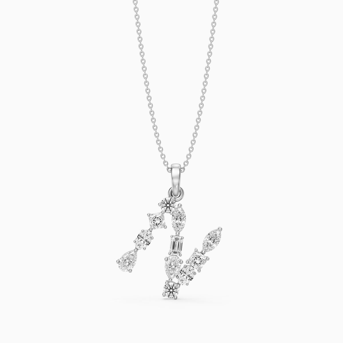 Ines Multi Shape Lab Grown Diamond Initial N Pendant