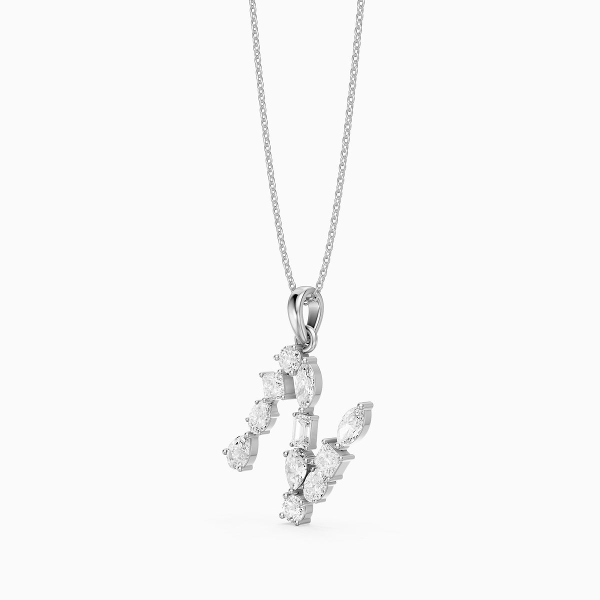Ines Multi Shape Lab Grown Diamond Initial N Pendant