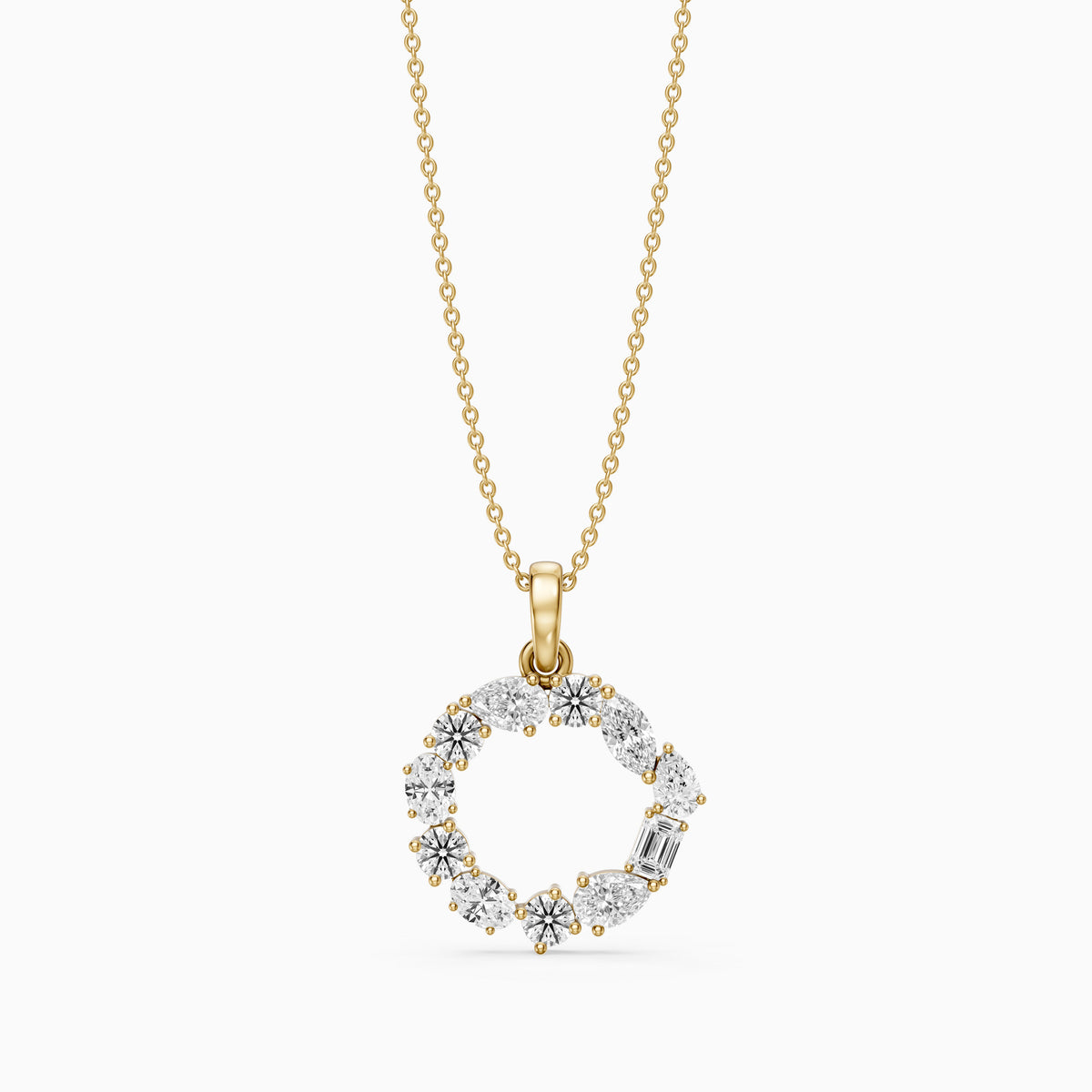 Elia Multi Shape Lab Grown Diamond Initial O Pendant