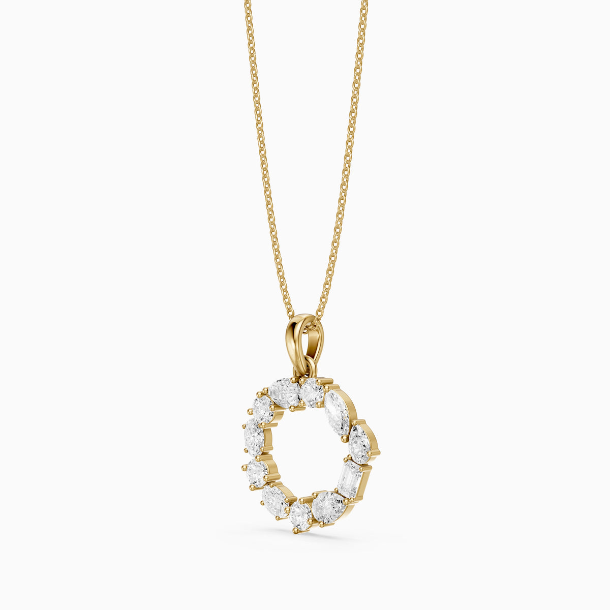 Elia Multi Shape Lab Grown Diamond Initial O Pendant