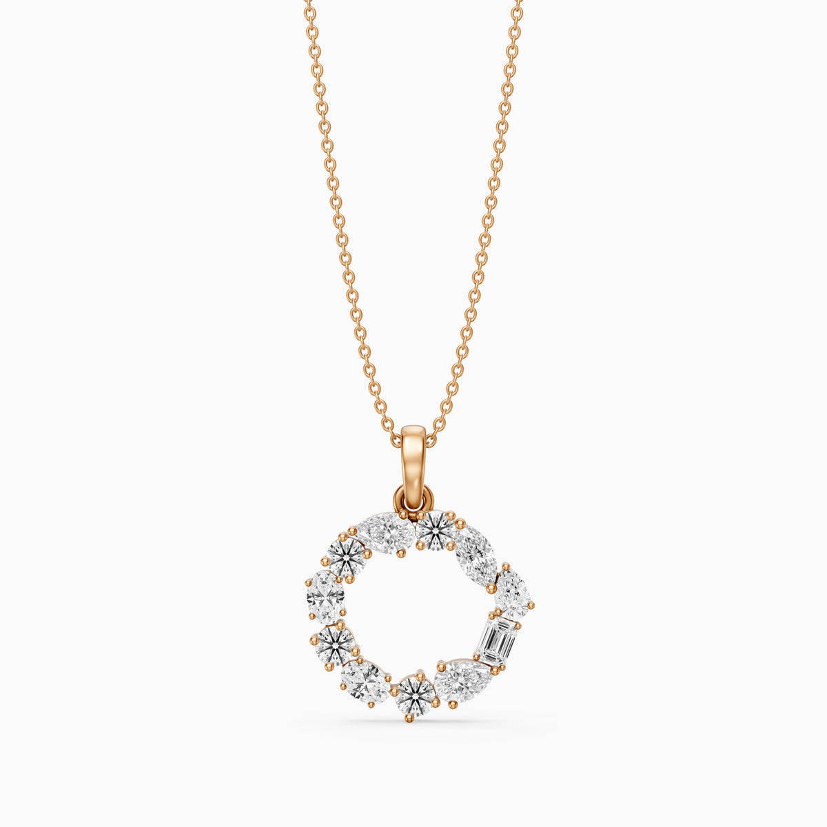 Elia Multi Shape Lab Grown Diamond Initial O Pendant