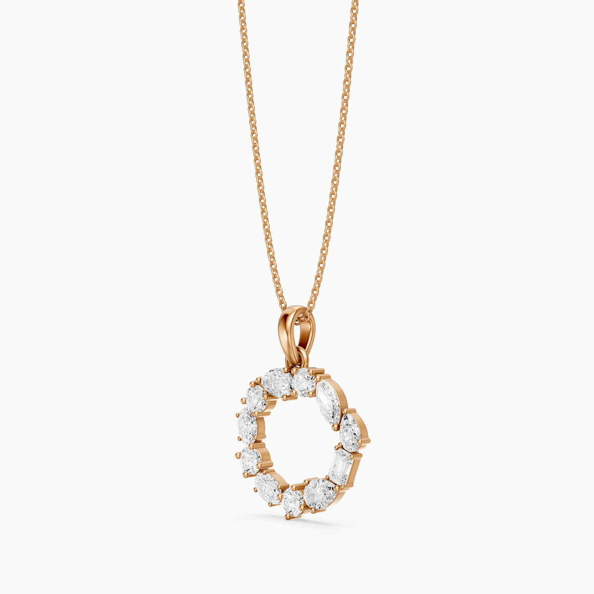Elia Multi Shape Lab Grown Diamond Initial O Pendant