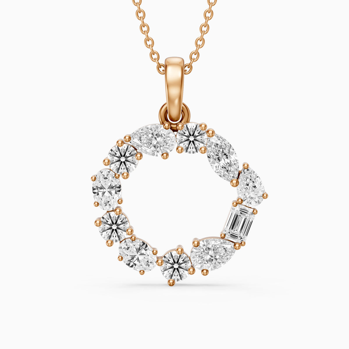Elia Multi Shape Lab Grown Diamond Initial O Pendant