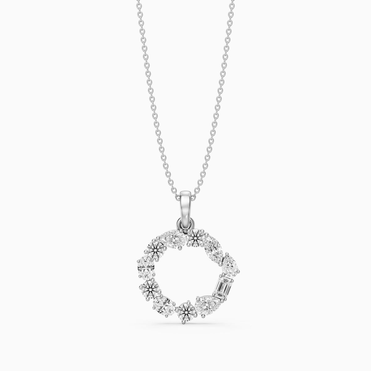 Elia Multi Shape Lab Grown Diamond Initial O Pendant