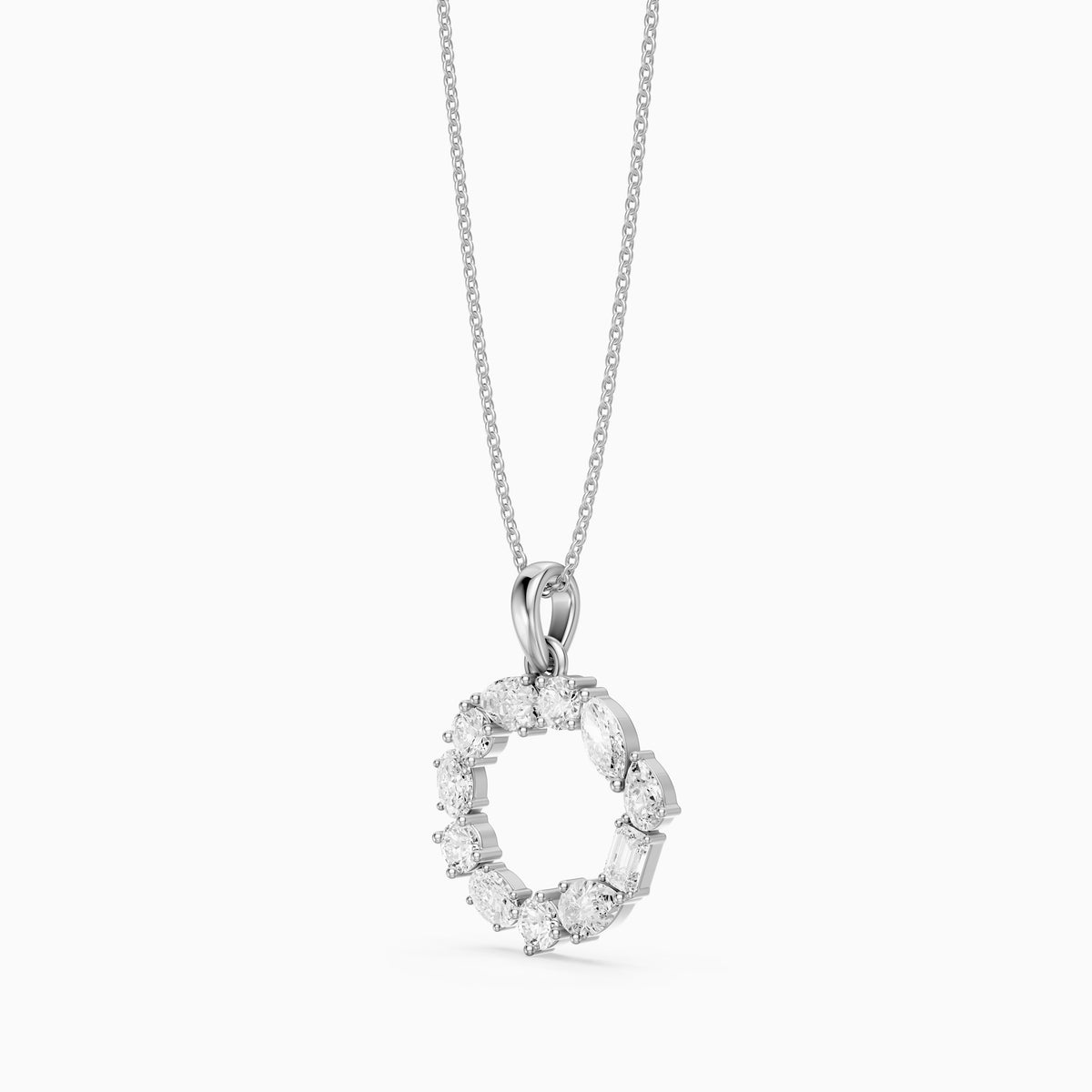 Elia Multi Shape Lab Grown Diamond Initial O Pendant