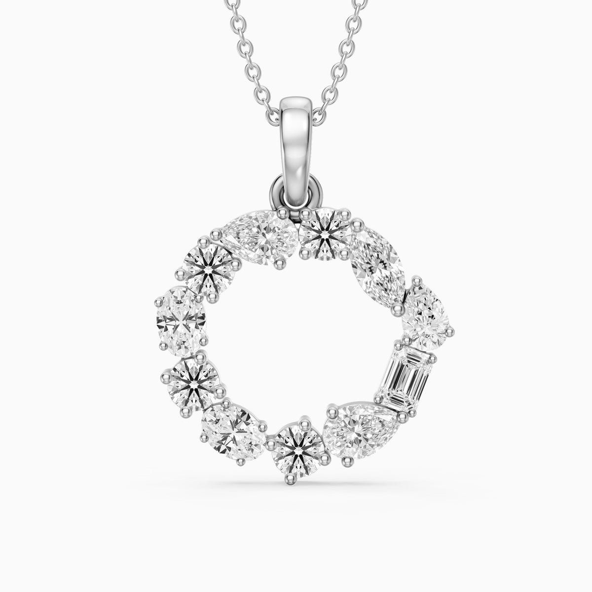 Elia Multi Shape Lab Grown Diamond Initial O Pendant