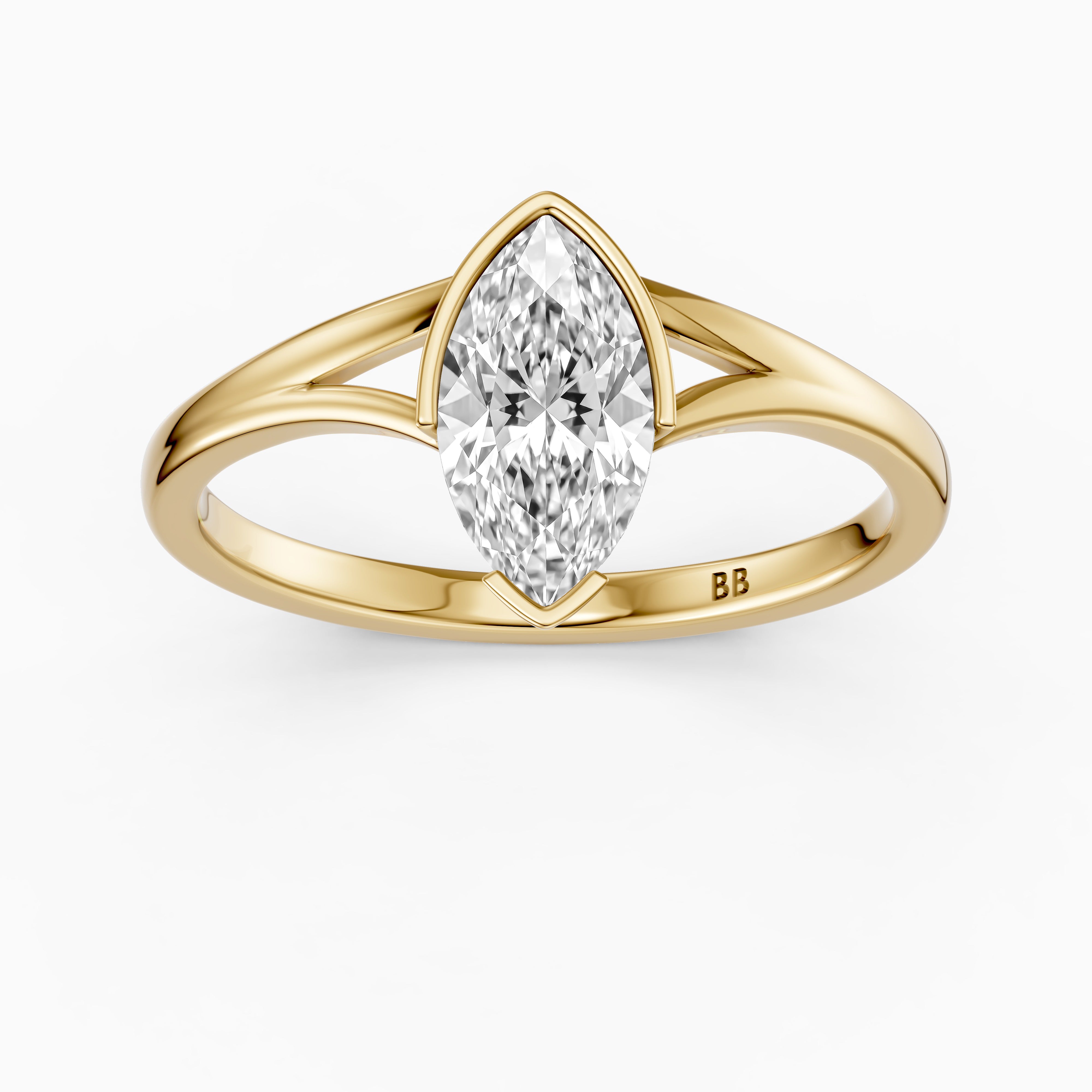 Sydney Marquise Lab Grown Diamond Half Bezel Split Shank Ring