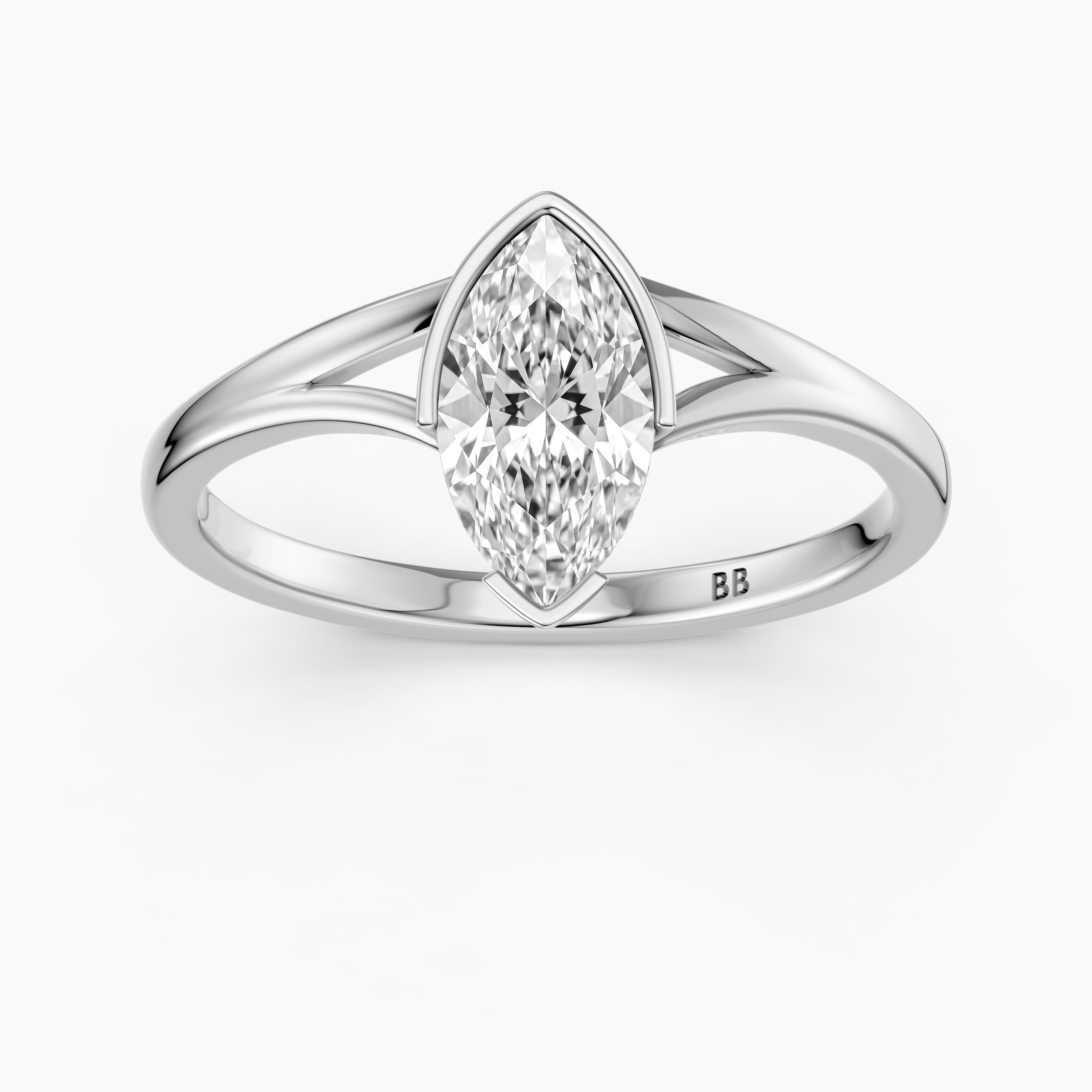Sydney Marquise Lab Grown Diamond Half Bezel Split Shank Ring