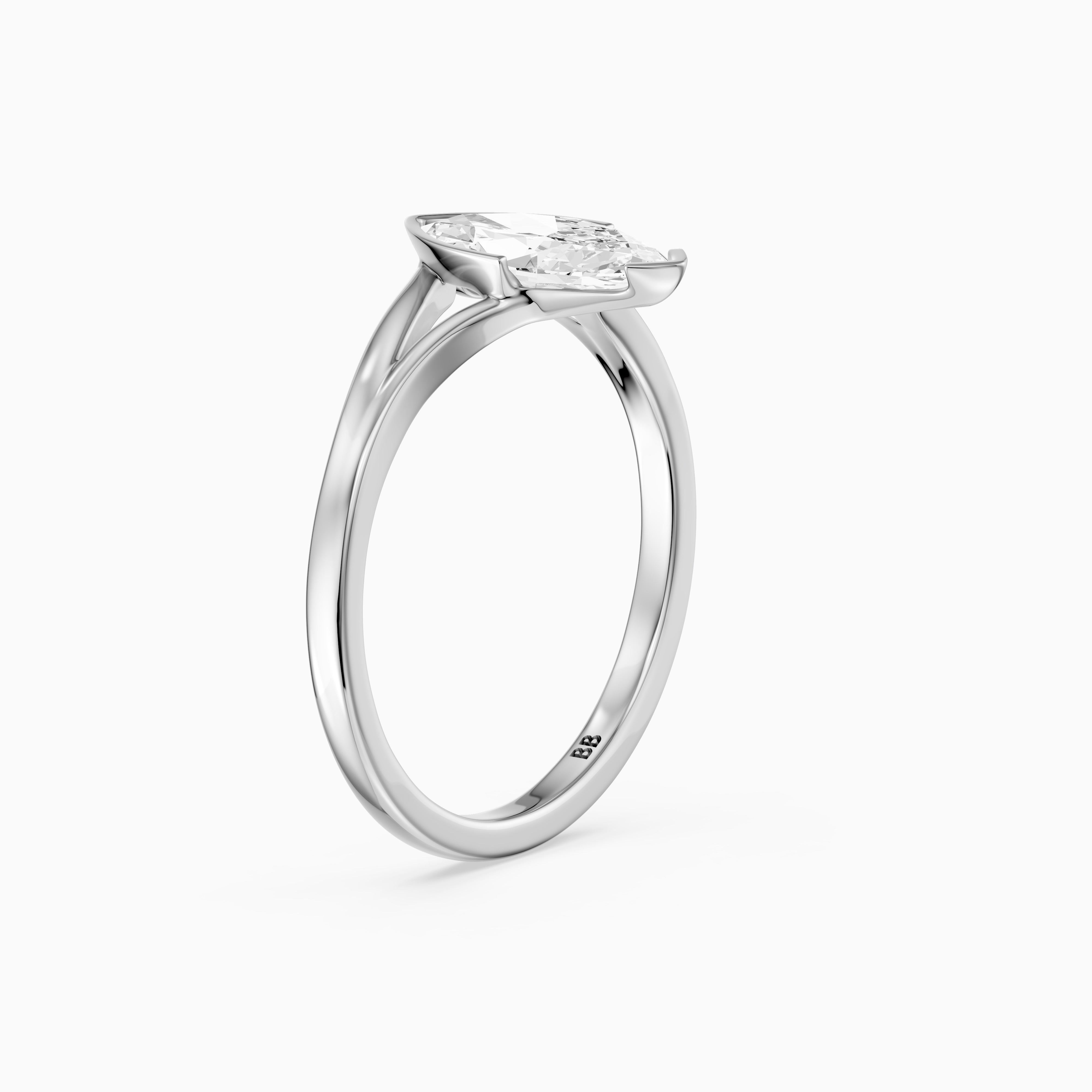 Sydney Marquise Lab Grown Diamond Half Bezel Split Shank Ring