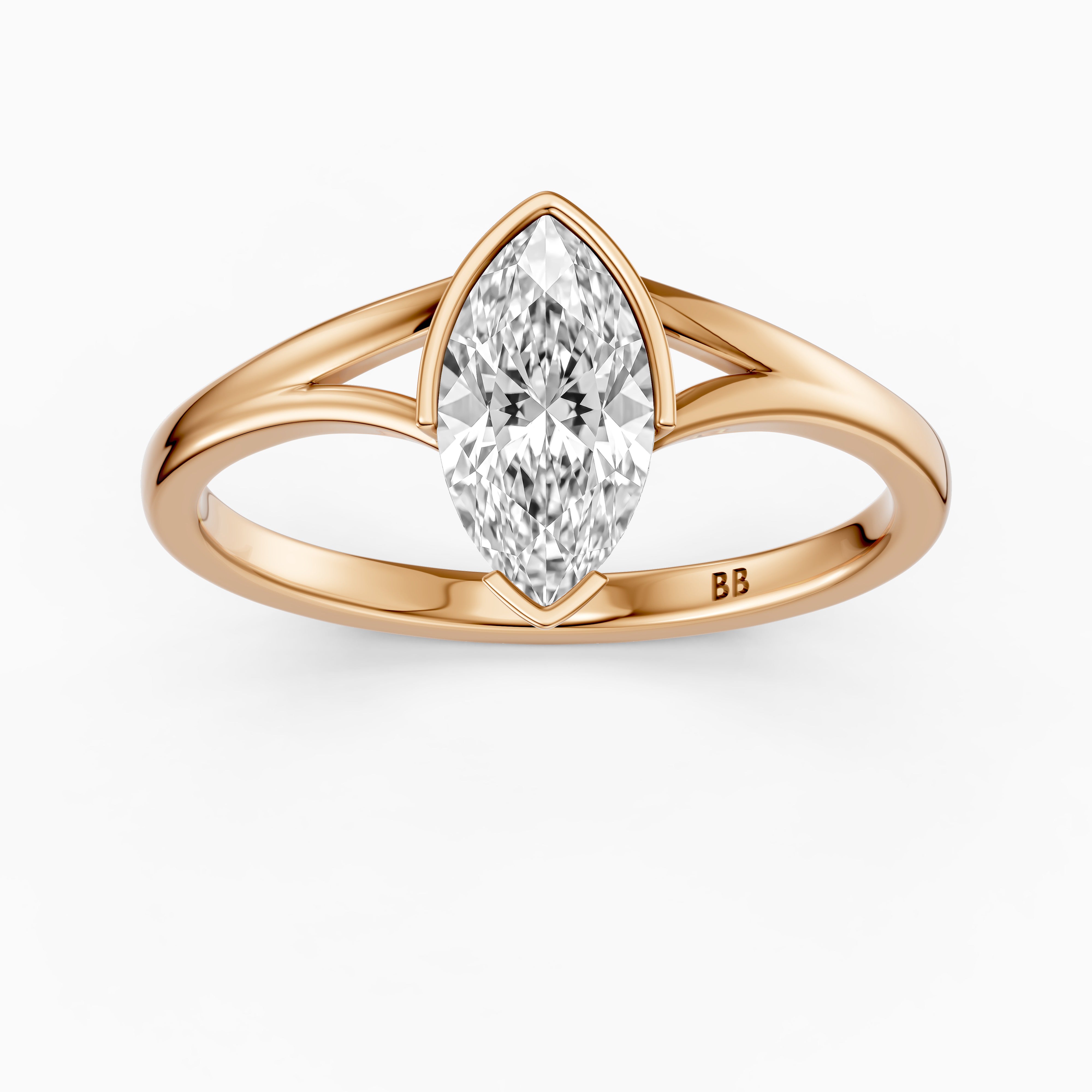 Sydney Marquise Lab Grown Diamond Half Bezel Split Shank Ring