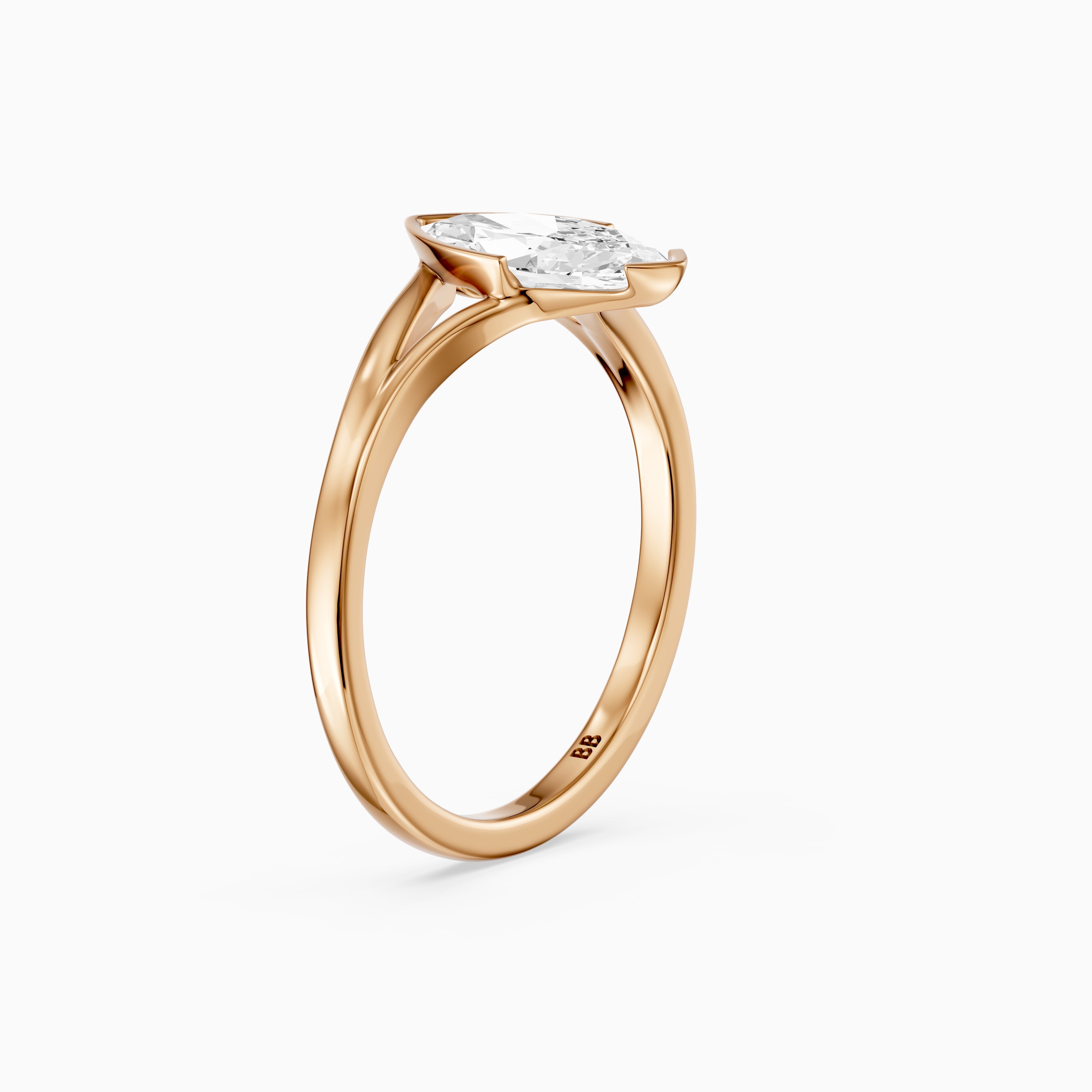 Sydney Marquise Lab Grown Diamond Half Bezel Split Shank Ring