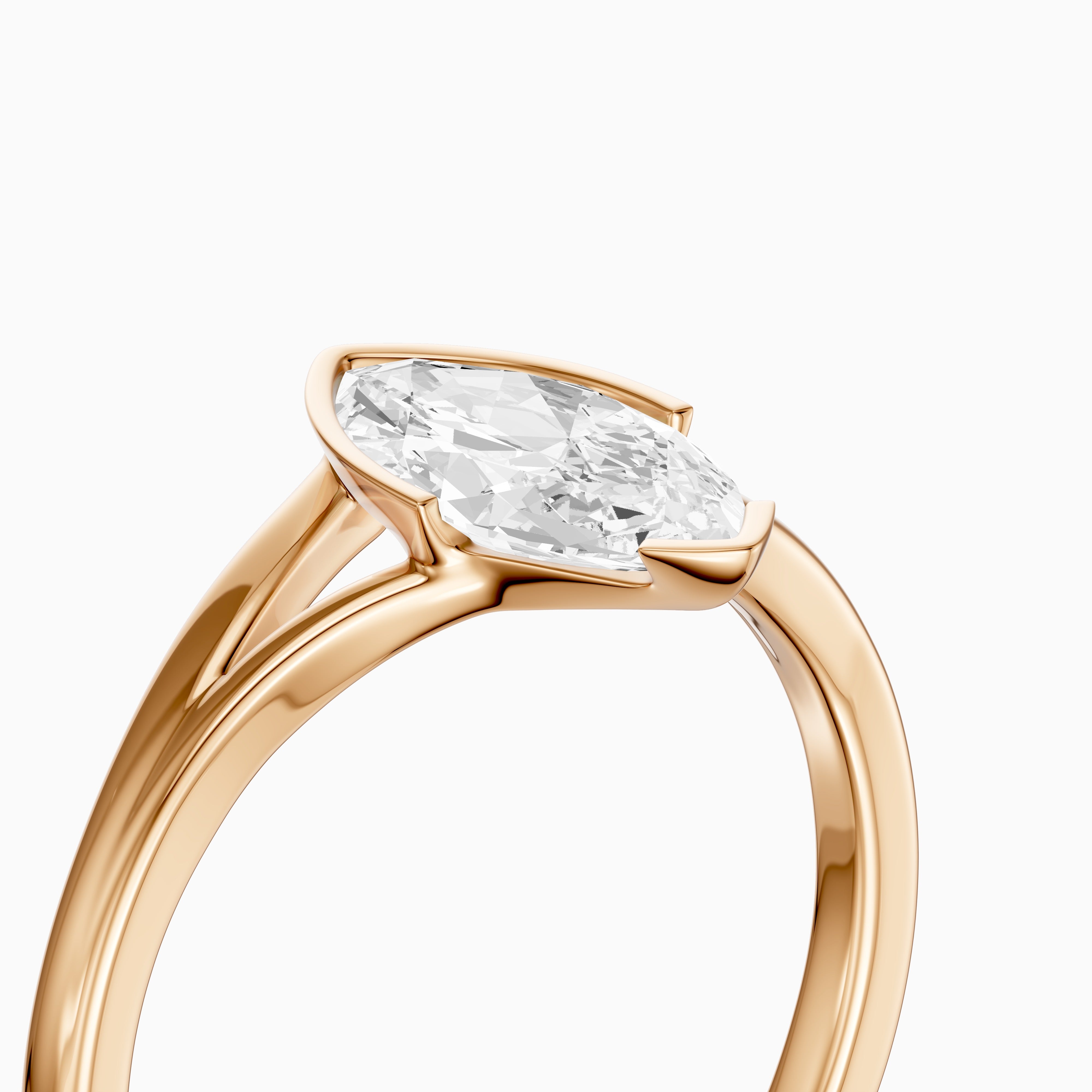 Sydney Marquise Lab Grown Diamond Half Bezel Split Shank Ring