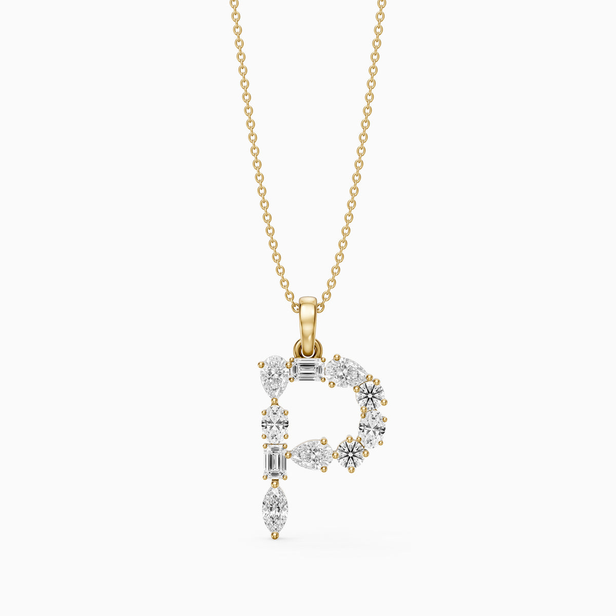 Triana Multi Shape Lab Grown Diamond Initial P Pendant