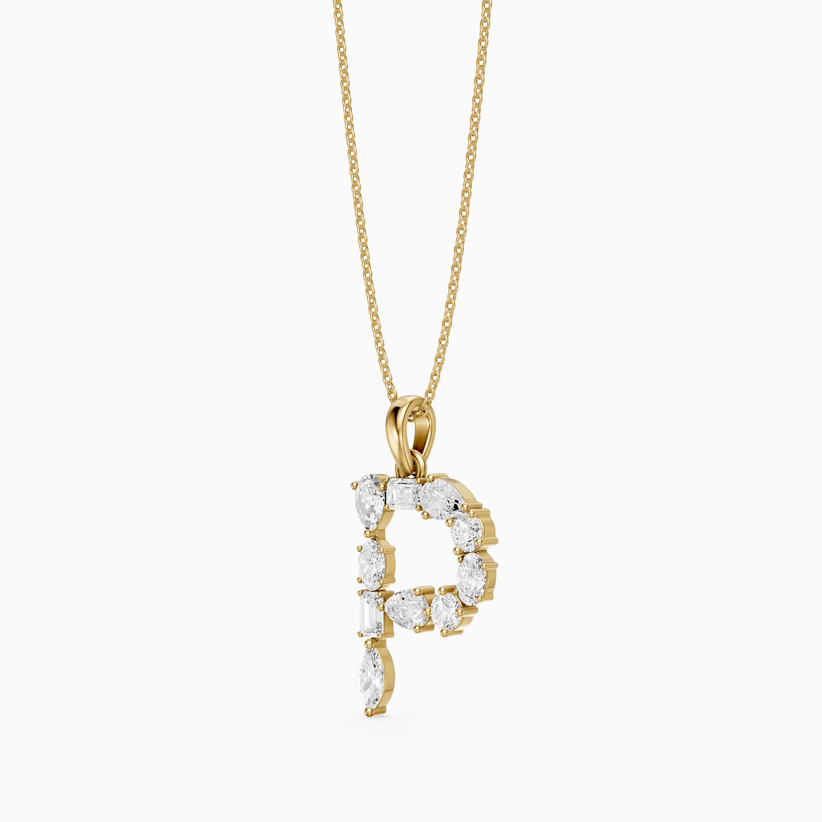 Triana Multi Shape Lab Grown Diamond Initial P Pendant