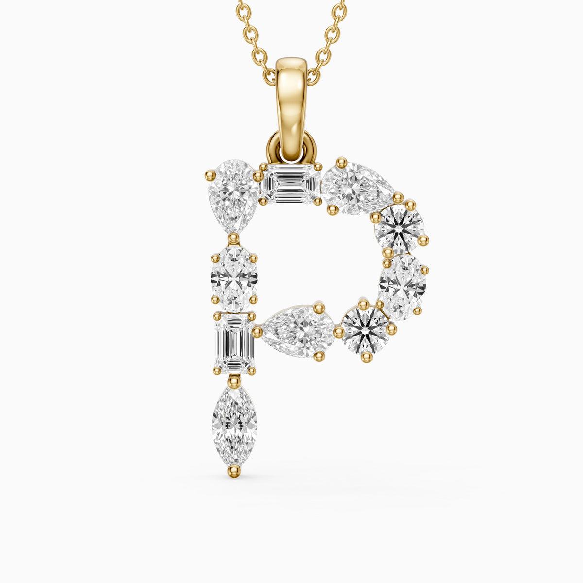 Triana Multi Shape Lab Grown Diamond Initial P Pendant