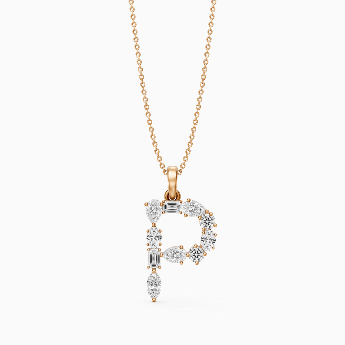 Triana Multi Shape Lab Grown Diamond Initial P Pendant