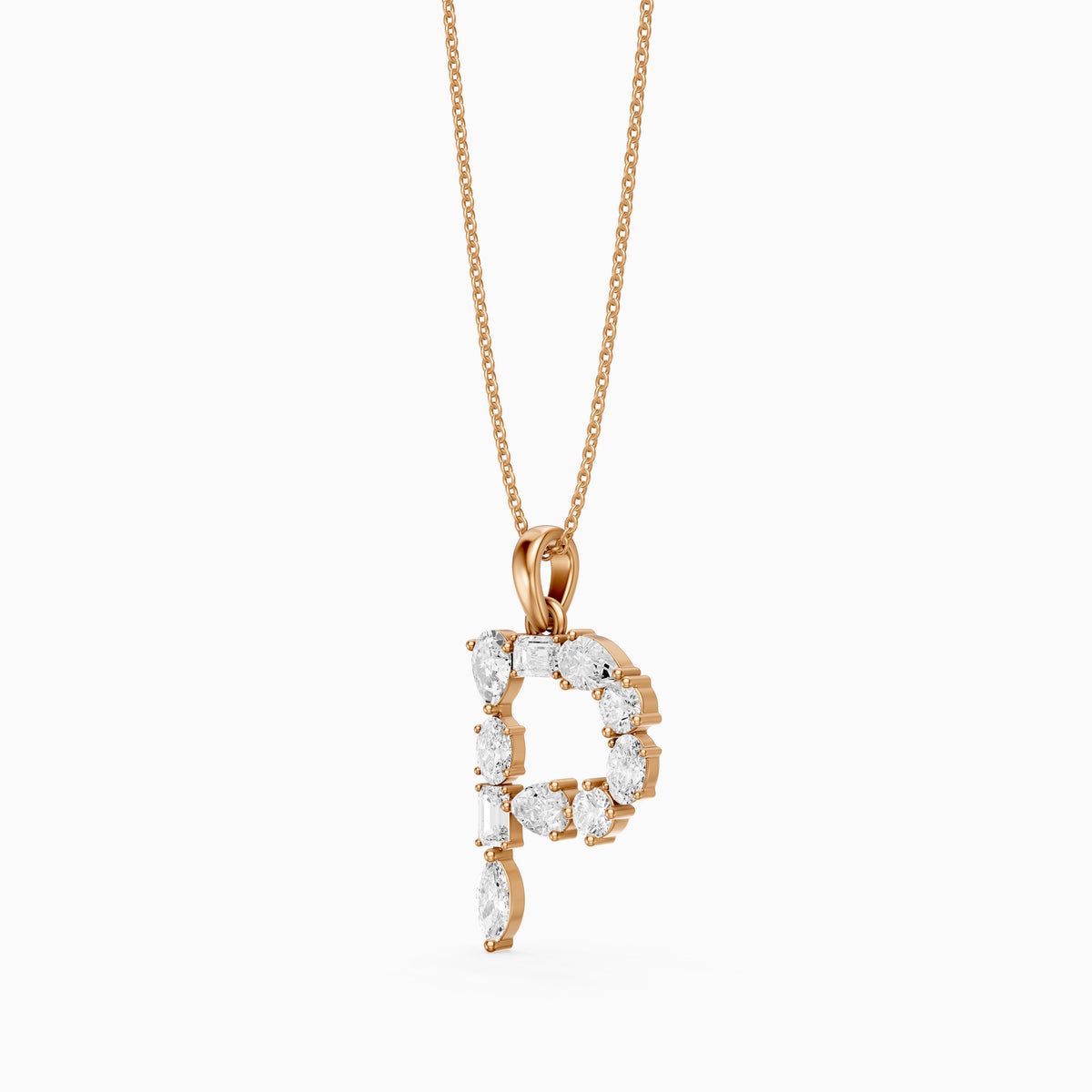 Triana Multi Shape Lab Grown Diamond Initial P Pendant