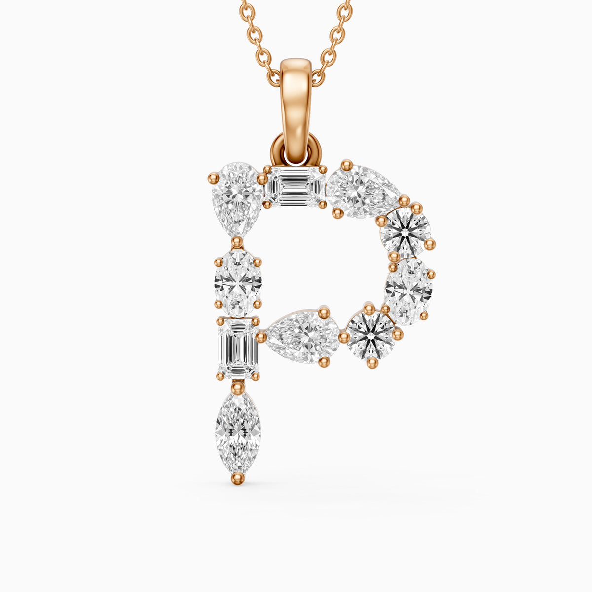 Triana Multi Shape Lab Grown Diamond Initial P Pendant