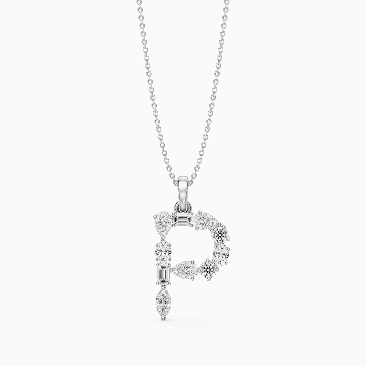 Triana Multi Shape Lab Grown Diamond Initial P Pendant