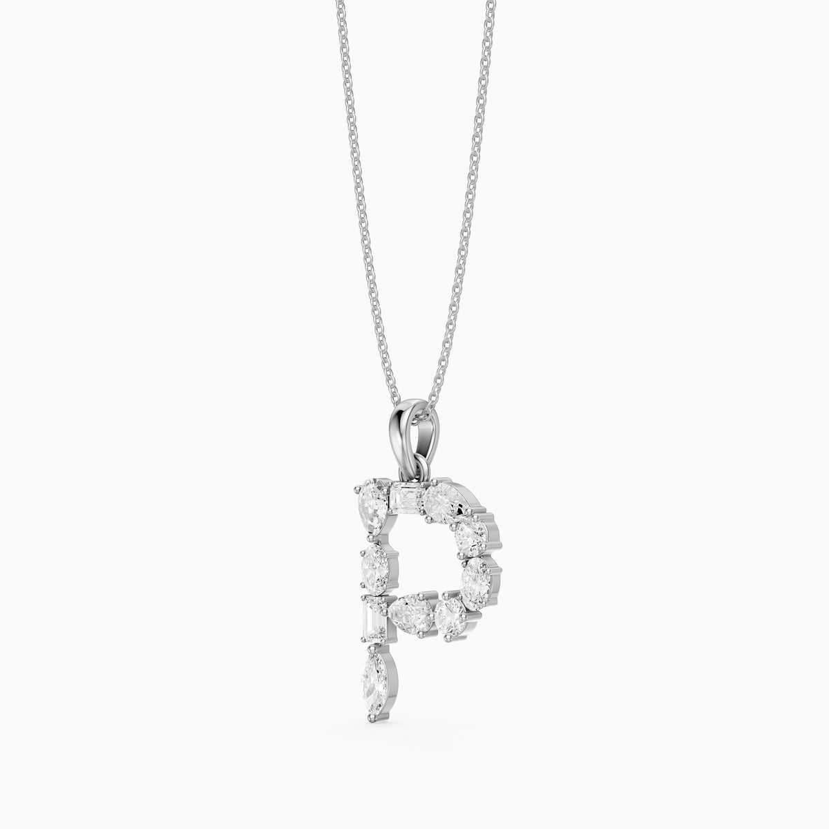 Triana Multi Shape Lab Grown Diamond Initial P Pendant