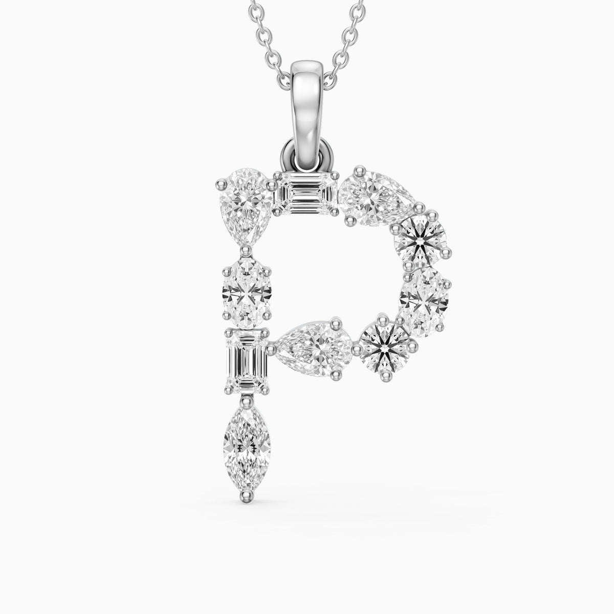 Triana Multi Shape Lab Grown Diamond Initial P Pendant