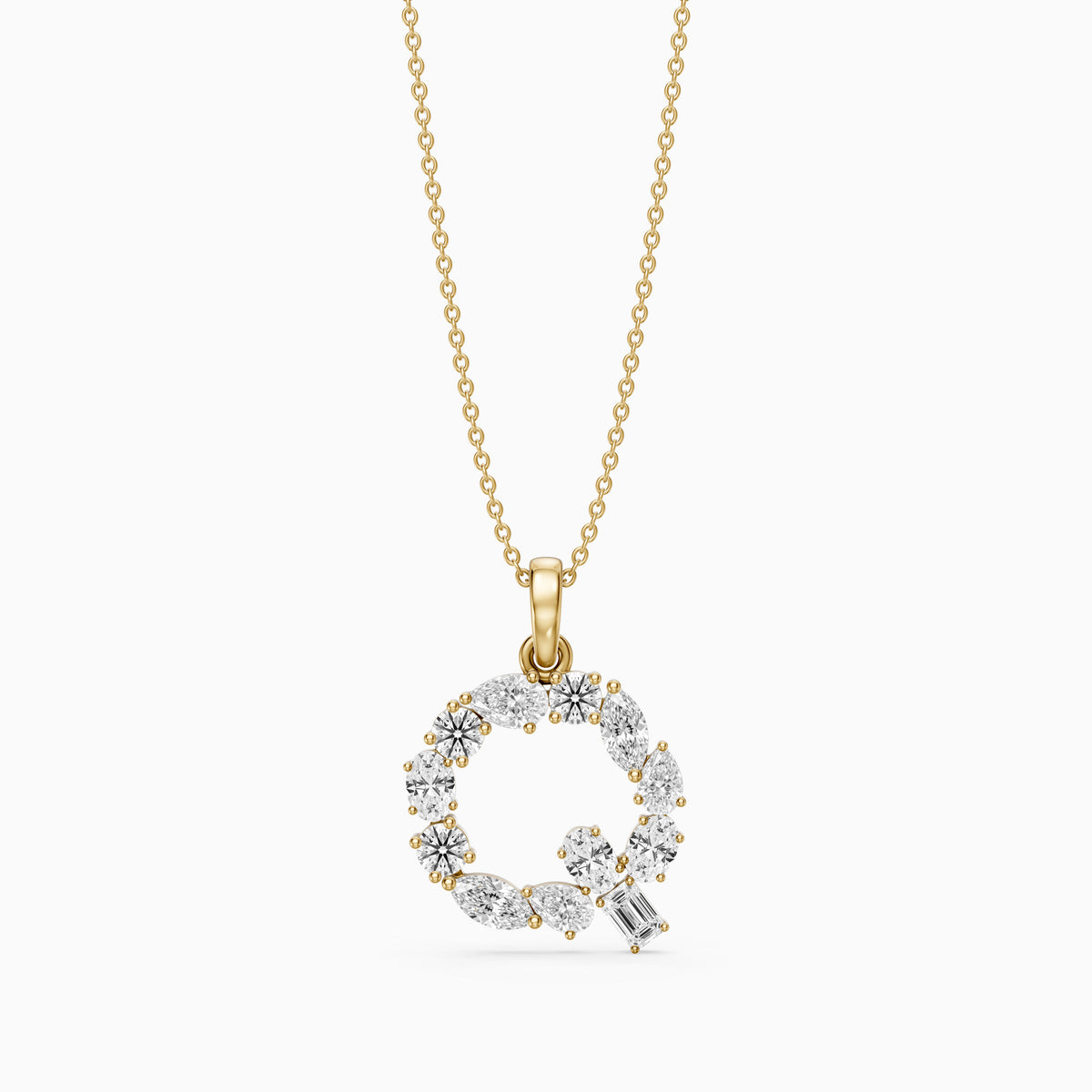 Alva Multi Shape Lab Grown Diamond Initial Q Pendant