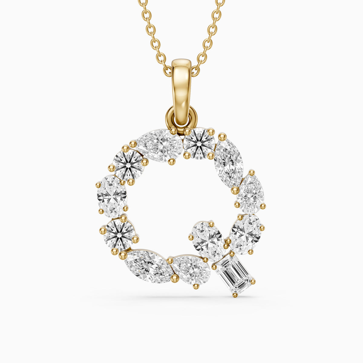 Alva Multi Shape Lab Grown Diamond Initial Q Pendant