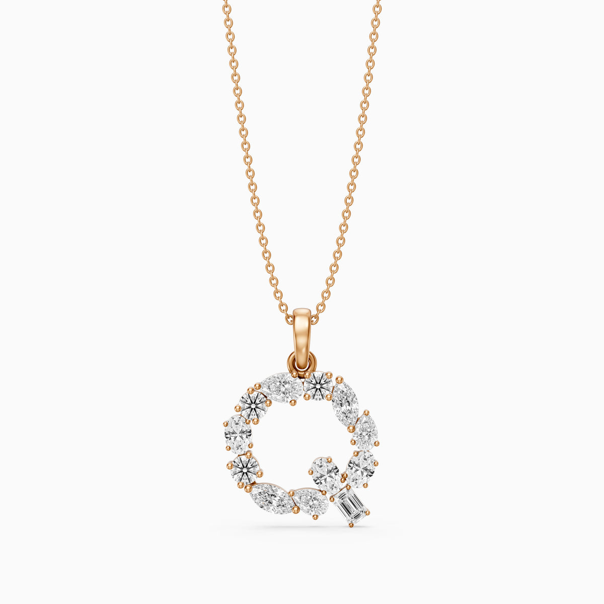 Alva Multi Shape Lab Grown Diamond Initial Q Pendant