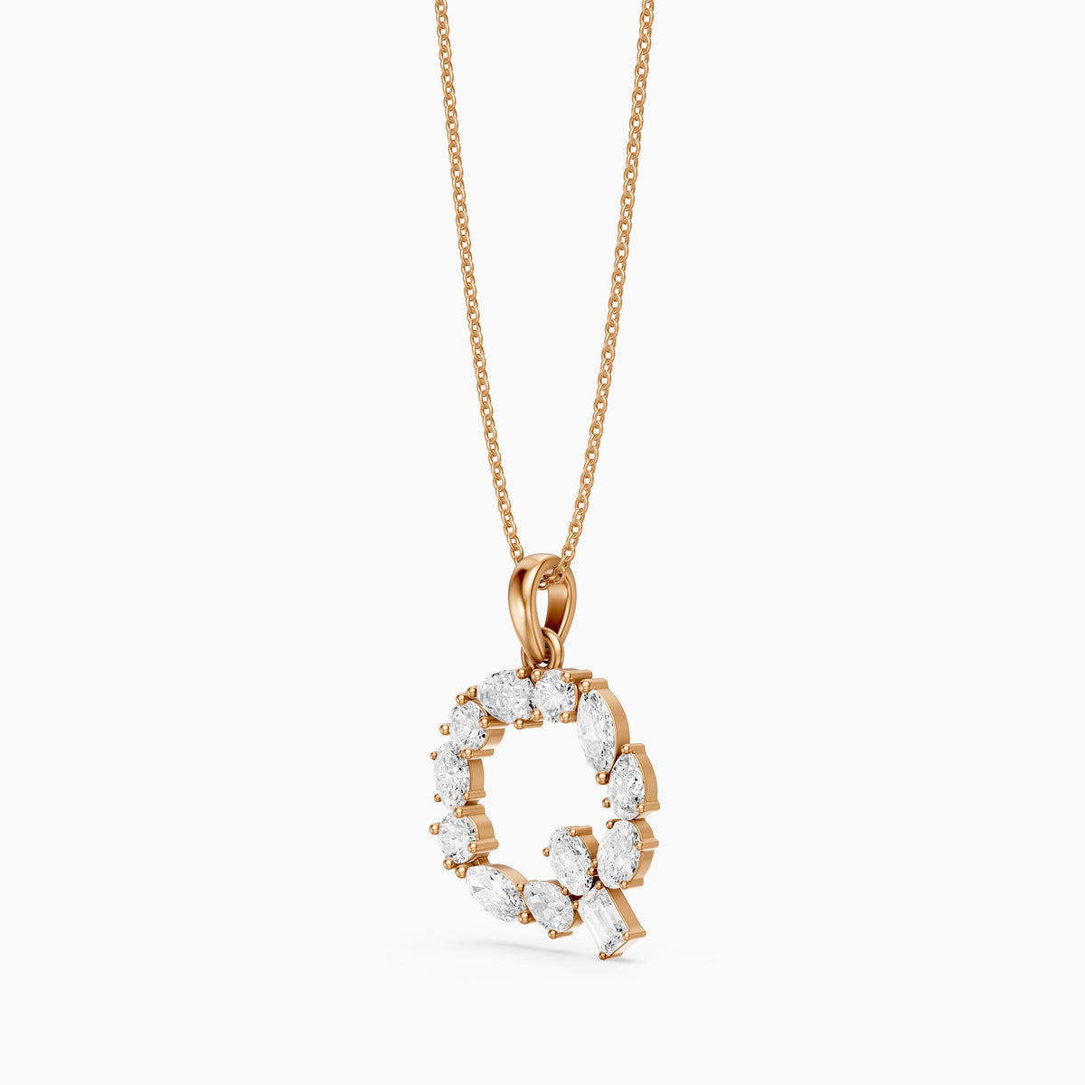 Alva Multi Shape Lab Grown Diamond Initial Q Pendant