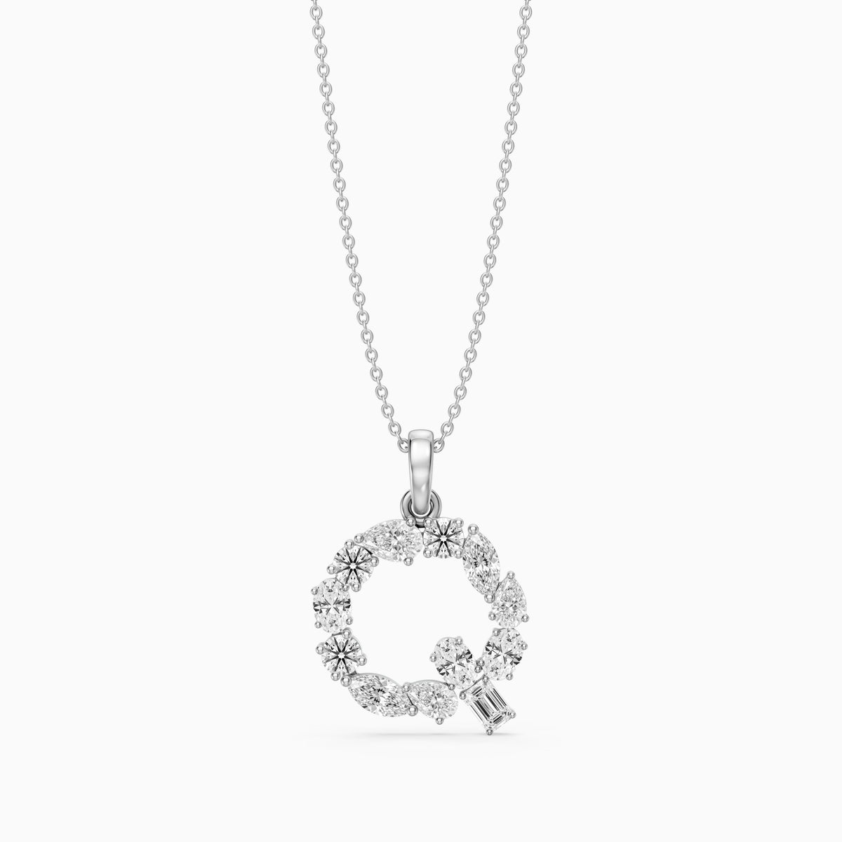Alva Multi Shape Lab Grown Diamond Initial Q Pendant
