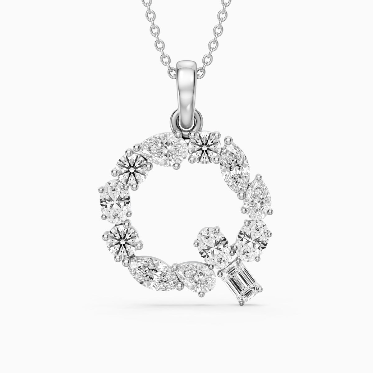 Alva Multi Shape Lab Grown Diamond Initial Q Pendant