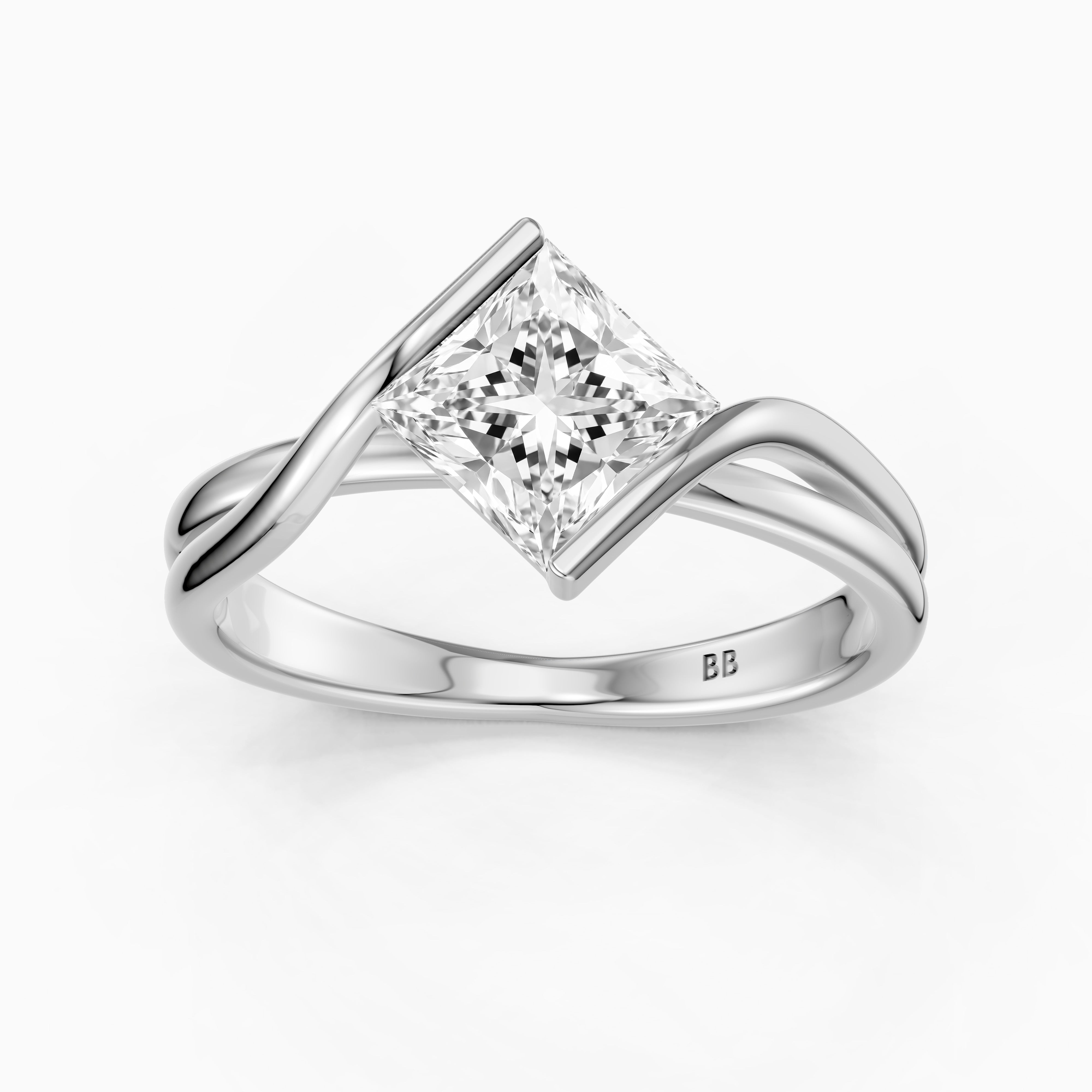 Leia Princess Cut Lab Grown Diamond East West Twist Ring
