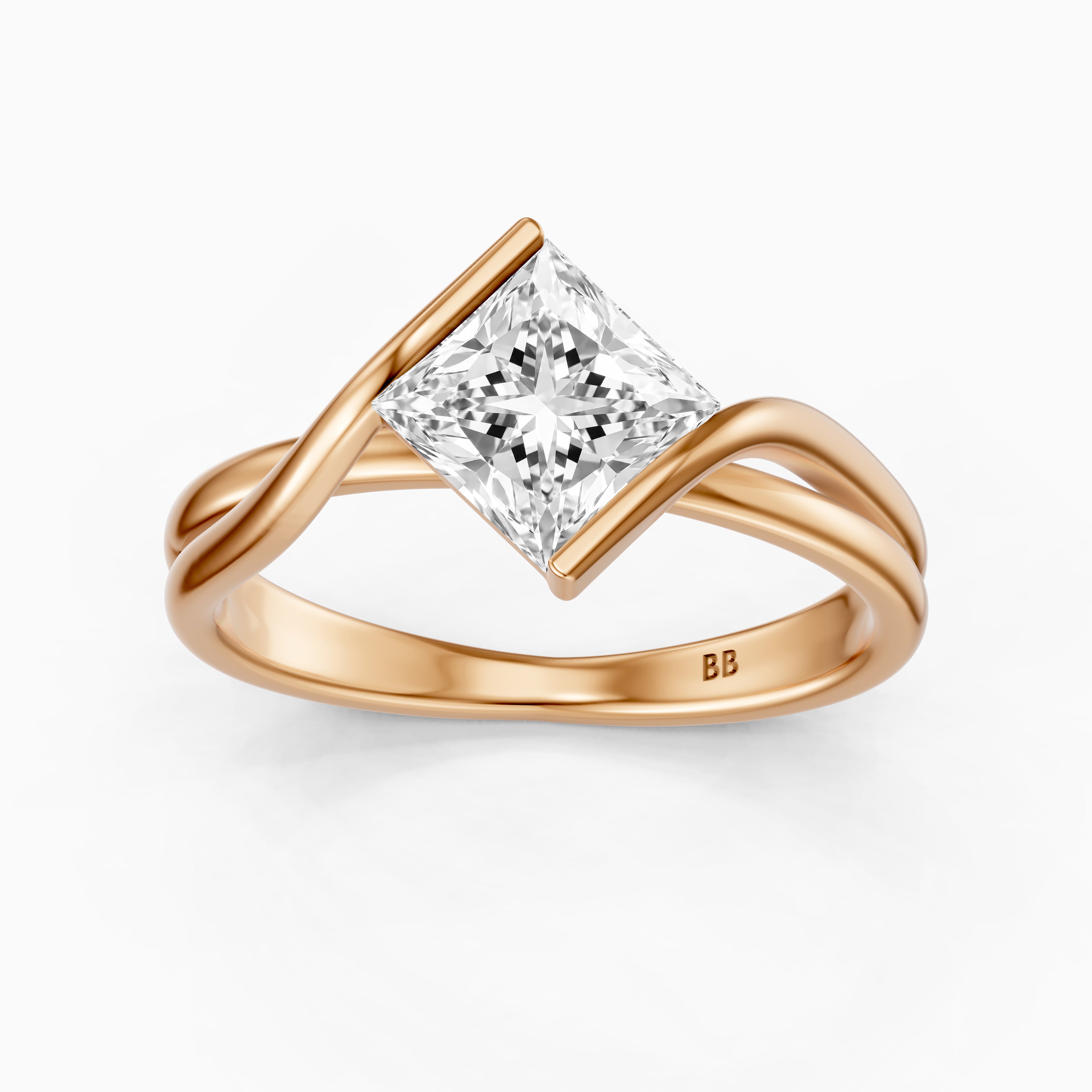 Leia Princess Cut Lab Grown Diamond East West Twist Ring