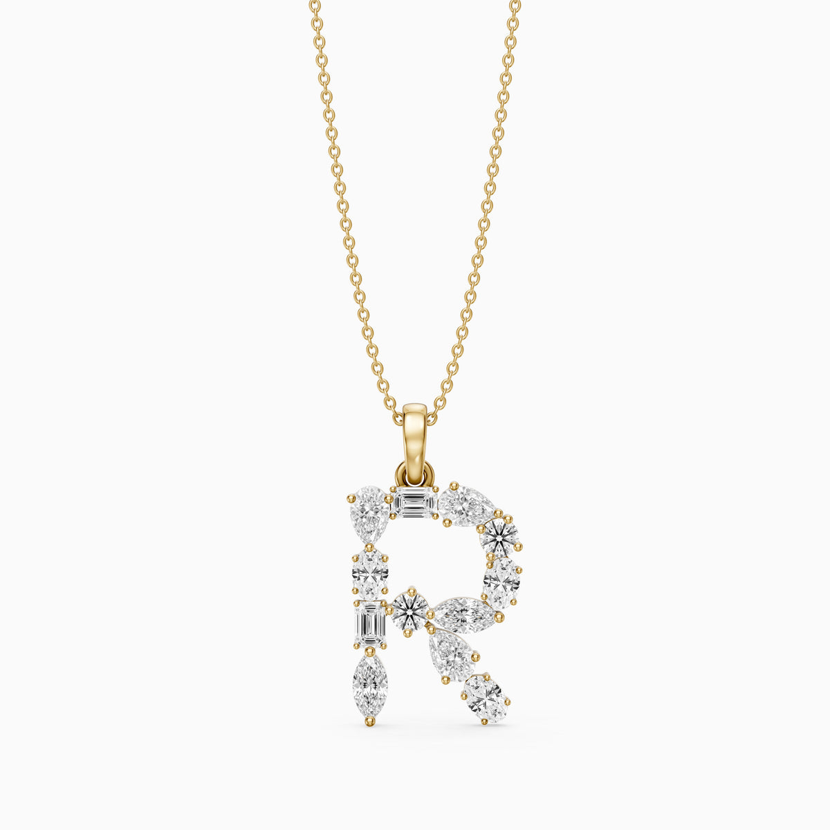 Signe Multi Shape Lab Grown Diamond Initial R Pendant