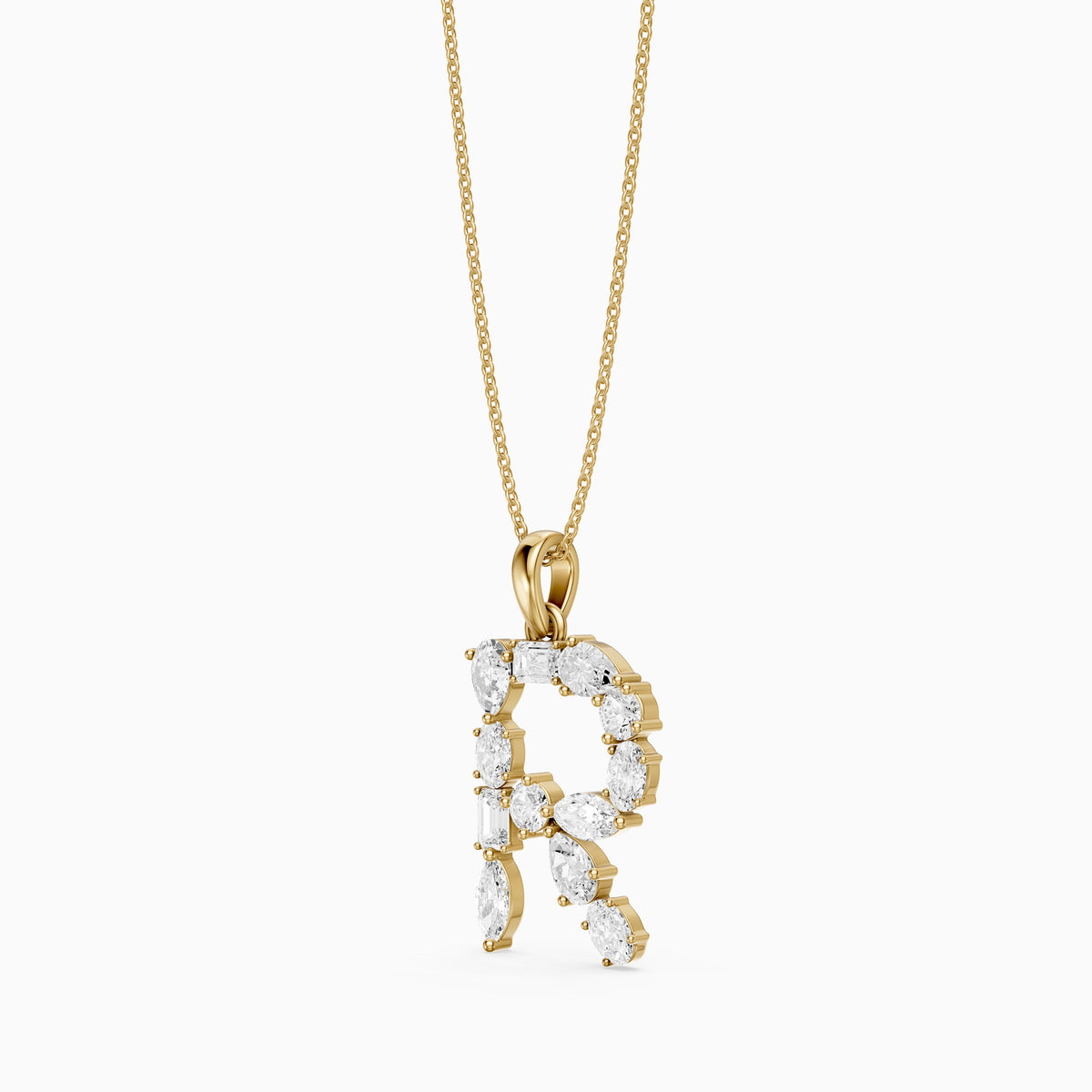 Signe Multi Shape Lab Grown Diamond Initial R Pendant