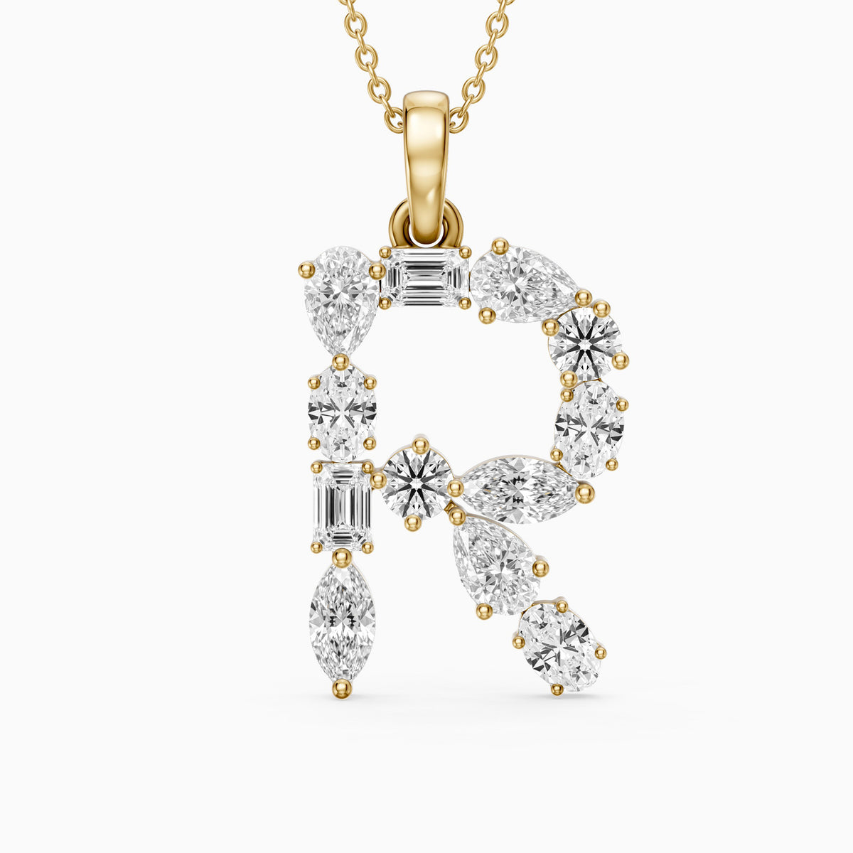 Signe Multi Shape Lab Grown Diamond Initial R Pendant