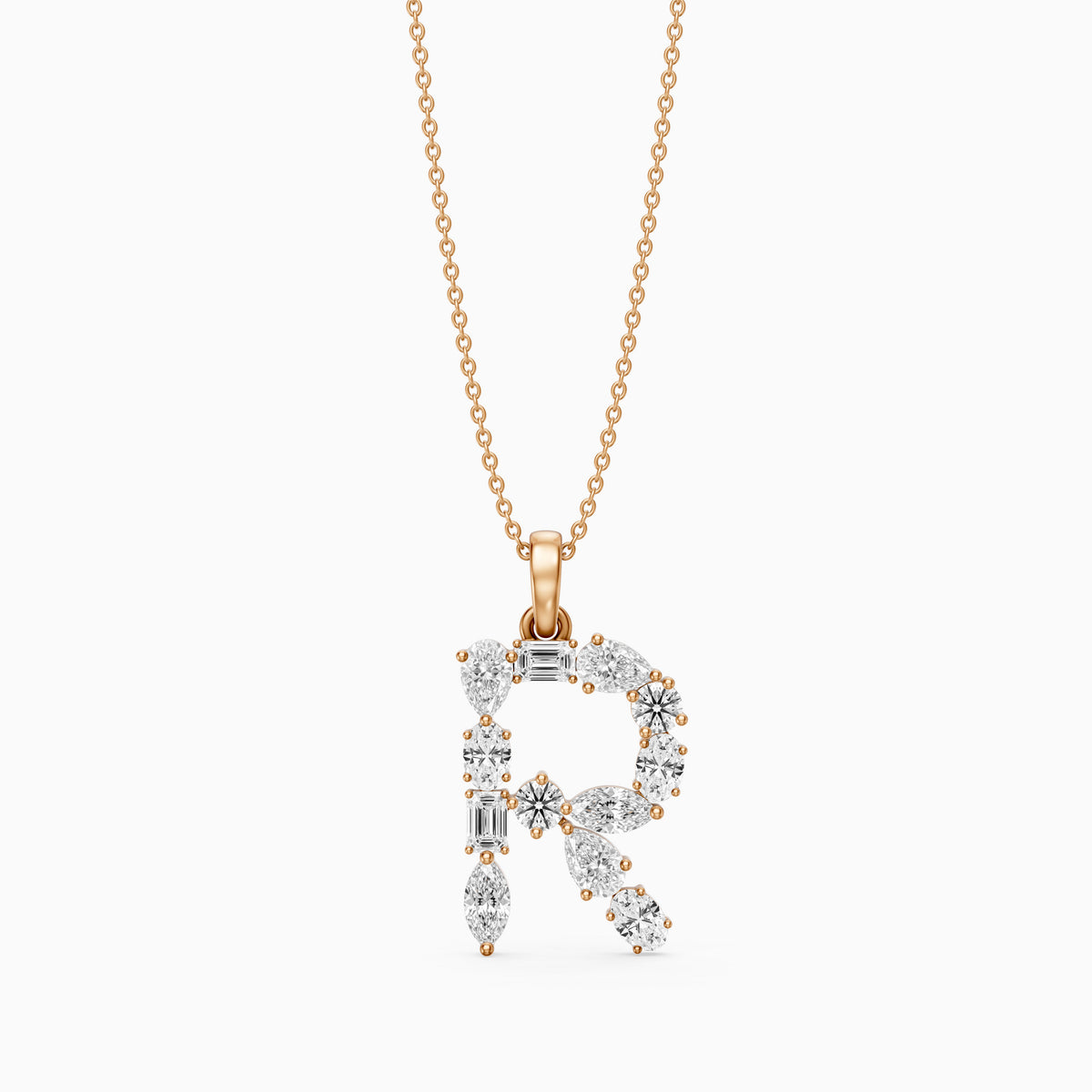 Signe Multi Shape Lab Grown Diamond Initial R Pendant
