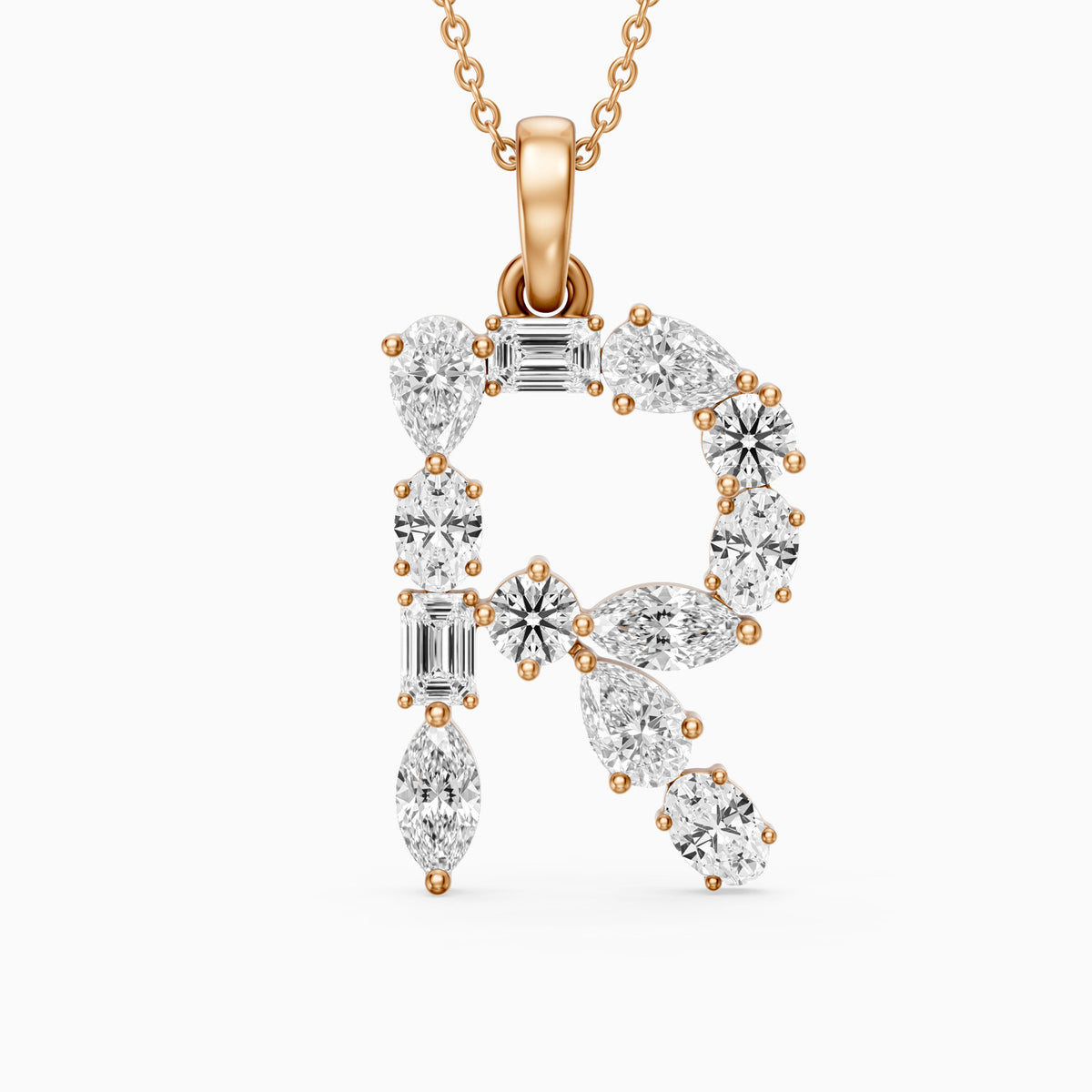 Signe Multi Shape Lab Grown Diamond Initial R Pendant