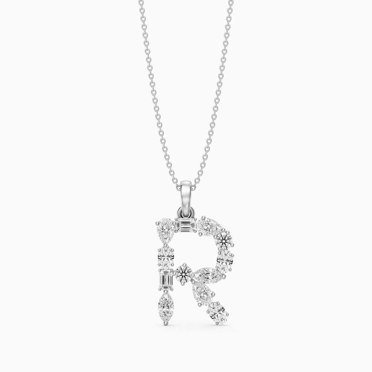 Signe Multi Shape Lab Grown Diamond Initial R Pendant