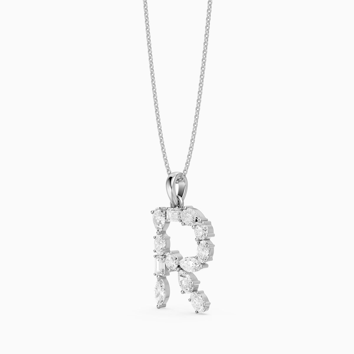 Signe Multi Shape Lab Grown Diamond Initial R Pendant