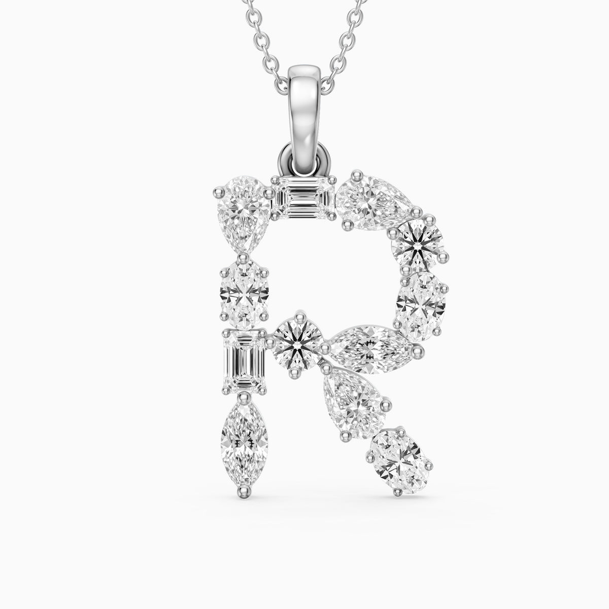 Signe Multi Shape Lab Grown Diamond Initial R Pendant