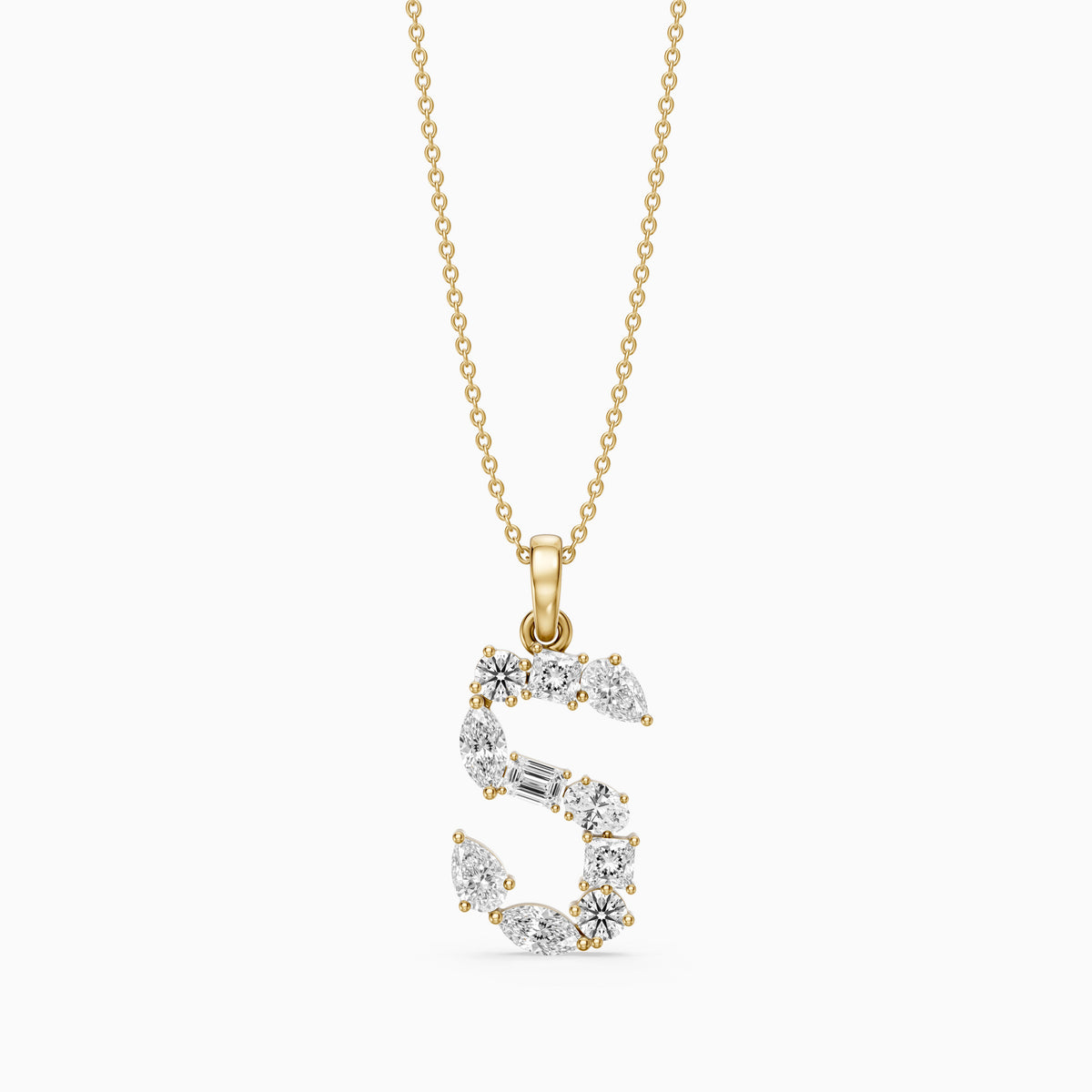 Thora Multi Shape Lab Grown Diamond Initial S Pendant