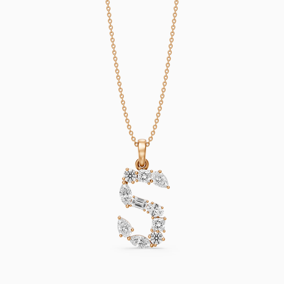 Thora Multi Shape Lab Grown Diamond Initial S Pendant