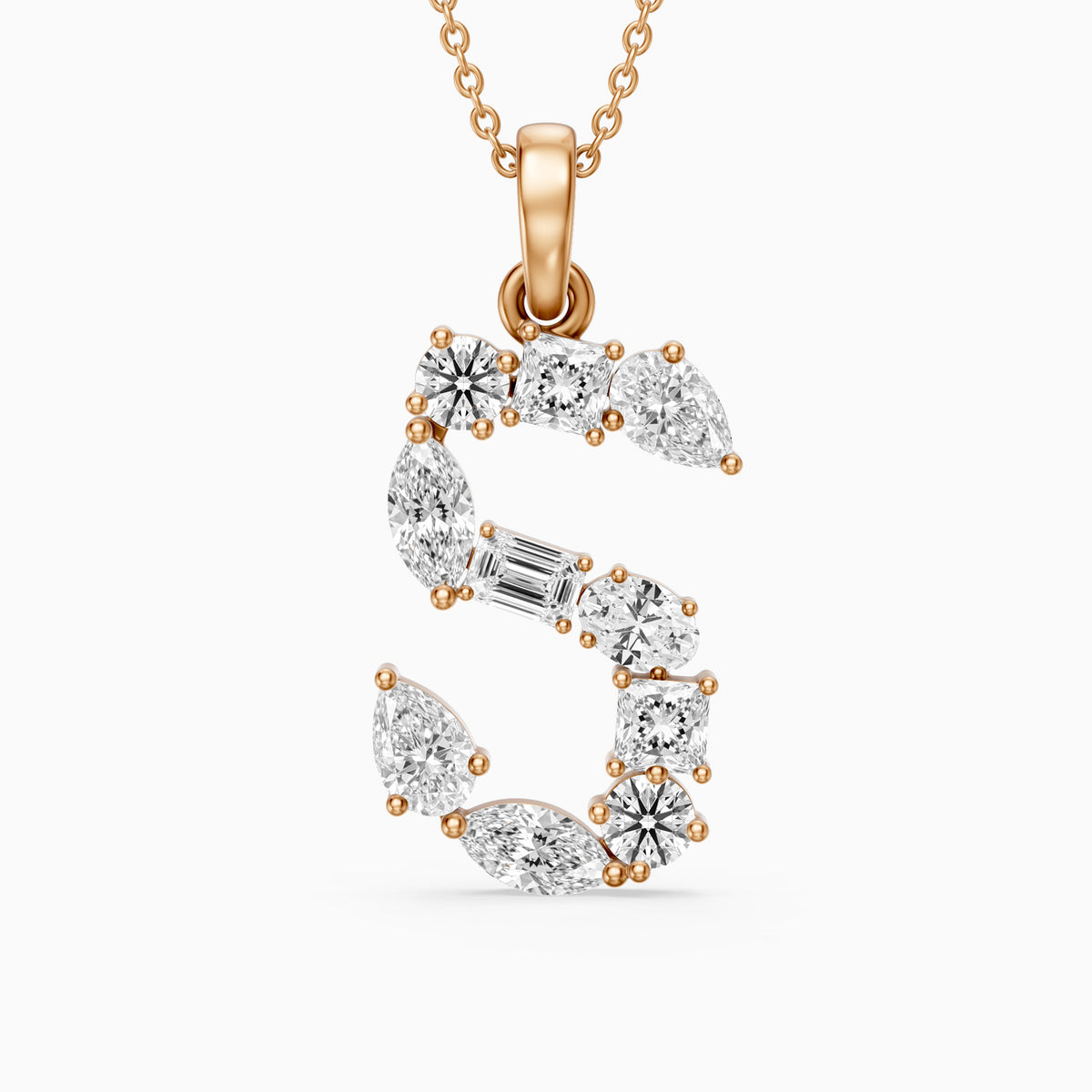 Thora Multi Shape Lab Grown Diamond Initial S Pendant
