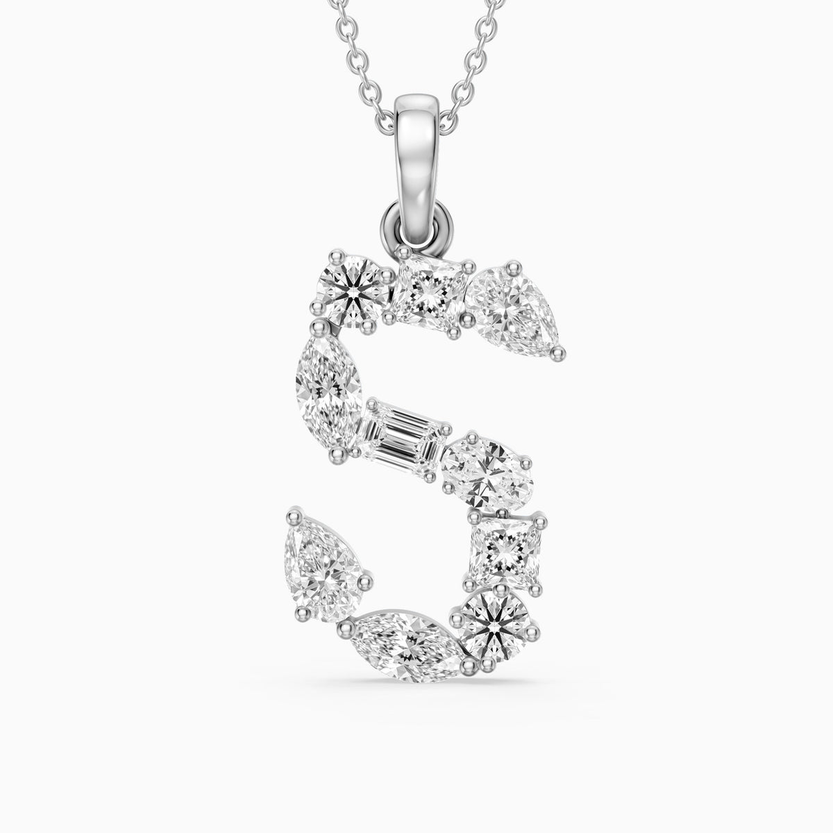 Thora Multi Shape Lab Grown Diamond Initial S Pendant