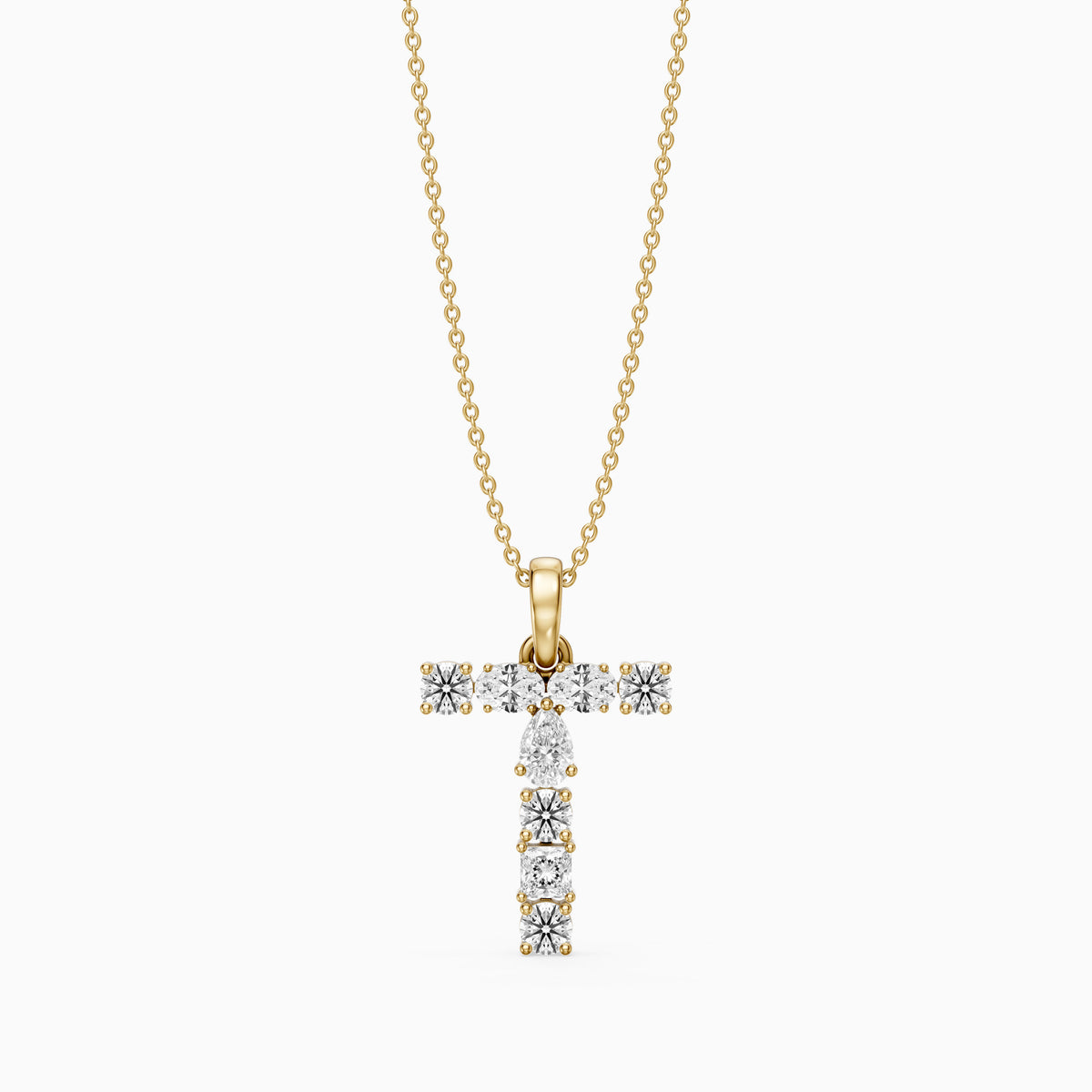 Lykke Multi Shape Lab Grown Diamond Initial T Pendant